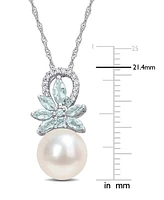 Pink Cultured Freshwater Pearl (9-1/2mm), Pink Sapphire (7/8 ct. t.w.) & Diamond (1/20 ct. t.w.) 17" Pendant Necklace in 14k Rose Gold (Also in White