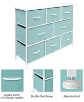 Sorbus 8 Drawers Wide Dresser - Organizer Unit with Steel Frame Wood Top and handle
