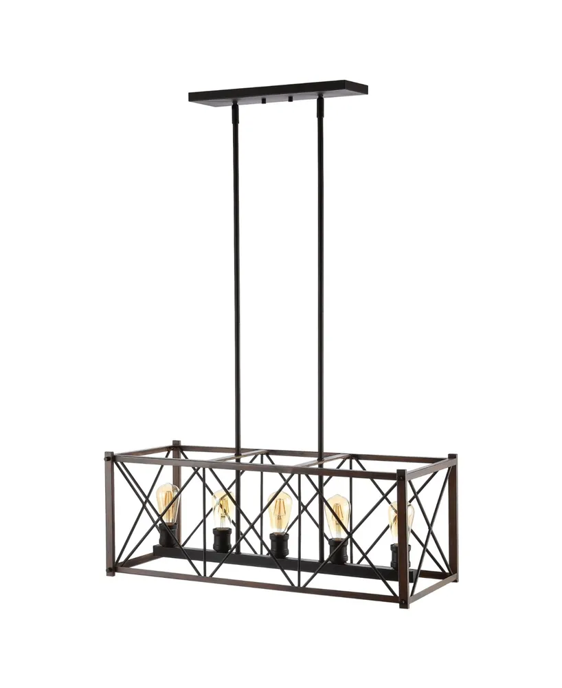 Jonathan Y Galax 5-Light Adjustable Farmhouse Industrial Led Dimmable Pendant