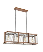 Jonathan Y Gaines Linear 4-Light Adjustable Rustic Industrial Led Pendant