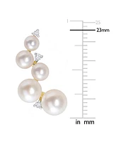 Cultured Freshwater Pearl (4-7mm) & White Topaz (1/4 ct. t.w.) Ear Climbers in Gold-Plated Sterling Silver