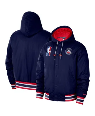 Men's Nike Navy Brooklyn Nets 2021/22 City Edition Courtside Hooded Full-Zip Bomber Jacket