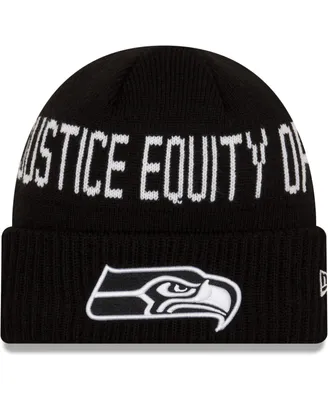 Men's New Era Black Seattle Seahawks Team Social Justice Cuffed Knit Hat