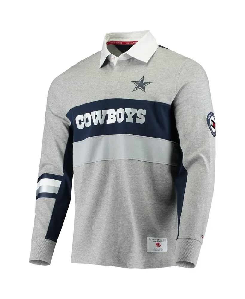 Men's Tommy Hilfiger Heathered Gray Dallas Cowboys Rugby Long Sleeve Polo