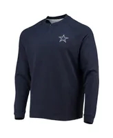 Men's Tommy Bahama Navy Dallas Cowboys Sunset Slub Raglan Henley Long Sleeve T-shirt