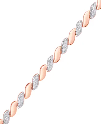 Diamond Accent San Marco Link Bracelet 18k Gold-Plate & Silver-Plate
