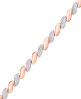 Diamond Accent San Marco Link Bracelet 18k Gold-Plate & Silver-Plate