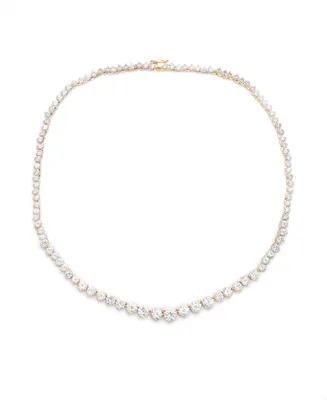 Graduated Cubic Zirconia Tennis Necklace Silver Plate or Gold