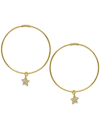 18K Gold Plated Pave Star Hoop Earrings