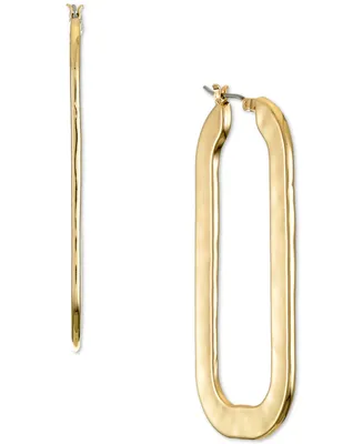 Style & Co Gold-Tone Hammered Oval Hoop Earrings, Created for Macy's