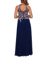 Betsy & Adam Embellished-Bodice Chiffon Gown