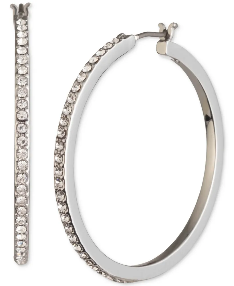 Karl Lagerfeld Paris Medium Pave Hoop Earrings, 1.22"