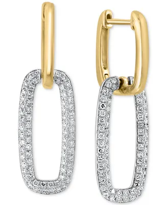 Effy Diamond Pave Link Drop Earrings (5/8 ct. t.w.) in 14k White and Yellow Gold