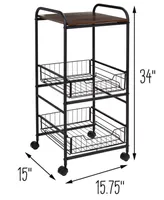 Honey Can Do 3-Tier Slim Rolling Cart with Metal Basket Drawers