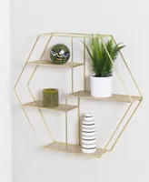 Honey Can Do Four-Tier Hexagonal Decorative Metal Wall Shelf