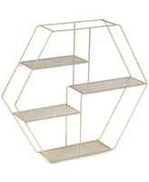 Honey Can Do Four-Tier Hexagonal Decorative Metal Wall Shelf