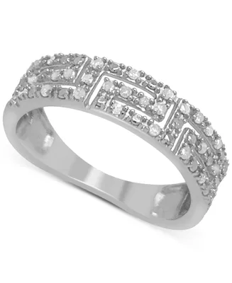 Diamond Greek Key Ring (1/6 ct. t.w.) Sterling Silver