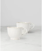 French Perle Groove Latte Mug Set, 2 Piece