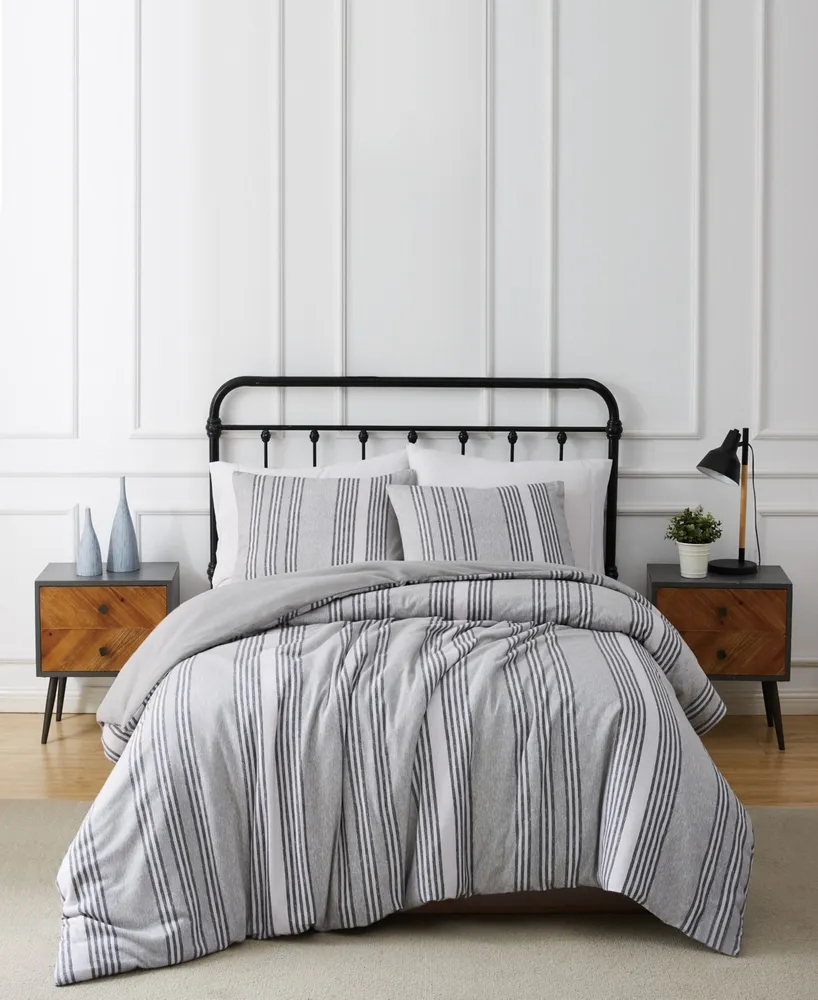 Truly Soft Kiel Stripe Piece Flannel Duvet Cover Set