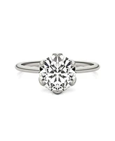 Moissanite Round Solitaire Ring (1-9/10 Carat Total Weight Diamond Equivalent) 14K White Gold