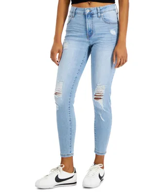 Celebrity Pink Juniors' Curvy Distressed Skinny Ankle Jeans