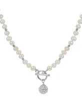 Cultured Freshwater Pearl (5 - 5-1/2mm) & Crystal 18" Statement Necklace in Sterling Silver