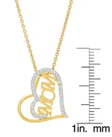 Macy's Women's Diamond Accent 'Mom' Heart Pendant Necklace