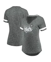 Women's Fanatics Gray and White Brooklyn Nets Showtime Winning with Pride Notch Neck T-shirt