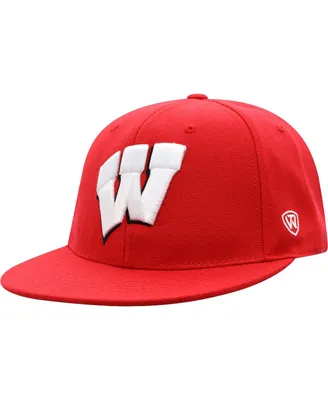 Men's Top of the World Red Wisconsin Badgers Team Color Fitted Hat