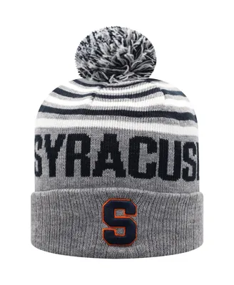 Men's Top of the World Heather Gray, Navy Syracuse Orange Ensuing Cuffed Knit Hat with Pom