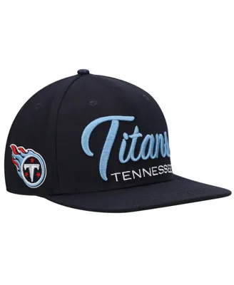 Men's Pro Standard Navy Tennessee Titans Script Wordmark Snapback Hat