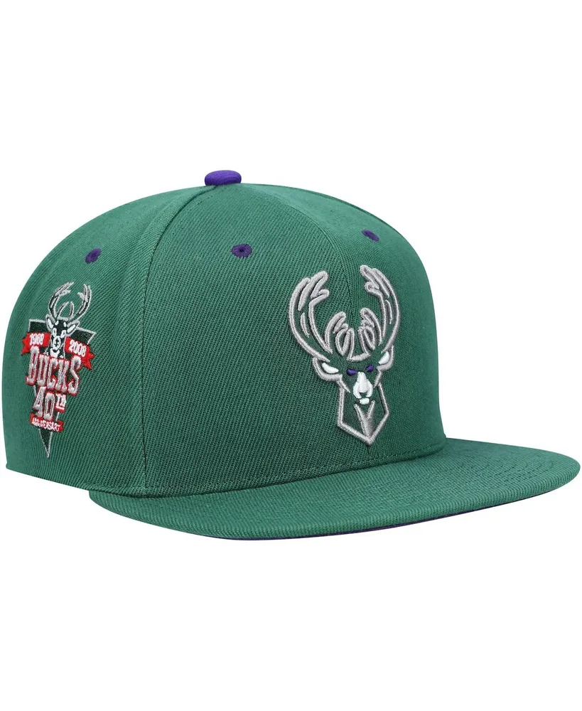 Men's Mitchell & Ness Hunter Green Milwaukee Bucks 40th Anniversary Color Flip Snapback Hat