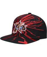 Men's Mitchell & Ness Black Philadelphia 76ers Hardwood Classics Earthquake Snapback Hat