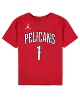 Preschool Boys and Girls Jordan Zion Williamson Red New Orleans Pelicans Statement Edition Name Number T-shirt