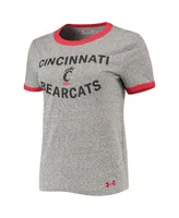 Women's Under Armour Heathered Gray Cincinnati Bearcats Siro Slub Tri-Blend Ringer T-shirt