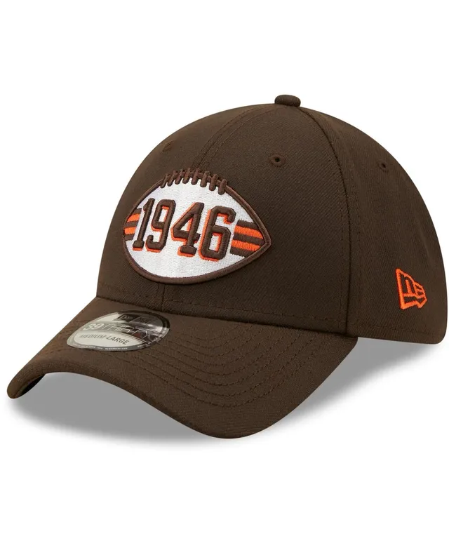 Men's New Era Brown Cleveland Browns Jersey Stripe 39THIRTY Flex Fit Hat