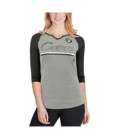 Josh Jacobs Las Vegas Raiders Majestic Threads Women's Drip-Dye Player Name  & Number Tri-Blend Crop T-Shirt - Black/White