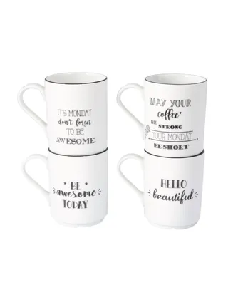 Be Happy 4-Piece Mug Set