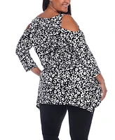 Plus Leopard Cold Shoulder Tunic Top