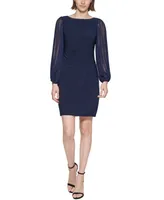 Jessica Howard Petite Pleated-Sleeve Sheath Dress