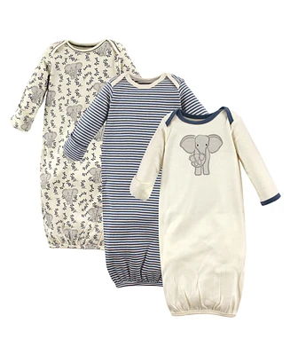 Touched by Nature Baby Boys Unisex Organic Cotton Gowns, Elephant, Preemie/Newborn