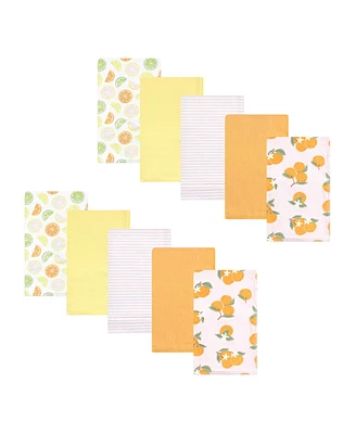 Hudson Baby Infant Girl Cotton Flannel Burp Cloths, Citrus Orange, One Size