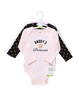 Hudson Baby Baby Girls Hudson Cotton Long-Sleeve Bodysuits, Daddys Princess, 6-9 Months