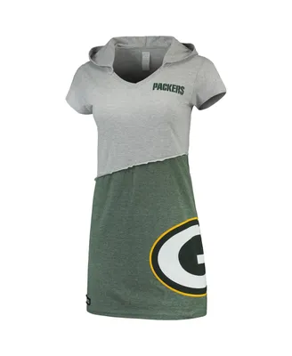 Women's Refried Apparel Gray and Green Bay Packers Hooded Mini Dress