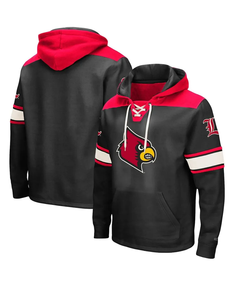 Men's Colosseum Black Louisville Cardinals 2.0 Lace-Up Logo Pullover Hoodie