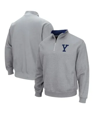 Men's Colosseum Heathered Gray Yale Bulldogs Tortugas Team Logo Quarter-Zip Jacket