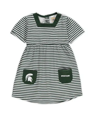 Toddler Girls Green Michigan State Spartans Striped Dress with Pockets