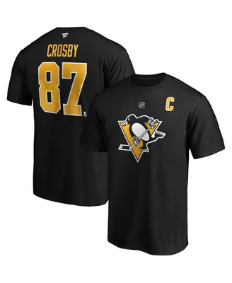 Men's Fanatics Sidney Crosby Black Pittsburgh Penguins Big and Tall Captain Patch Name Number T-shirt
