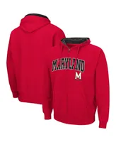 Men's Colosseum Red Maryland Terrapins Arch & Logo 3.0 Full-Zip Hoodie