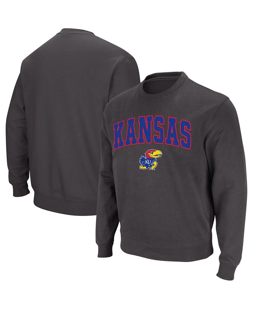 Colosseum Men's Kansas Jayhawks Arch & Logo Crew Neck Sweatshirt